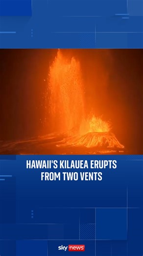 37K views · 248 reactions | Lava was sent hundreds of feet into the air by both vents, which also sent out ash. #Hawaii #Volcano #SkyNews | Sky News | Facebook