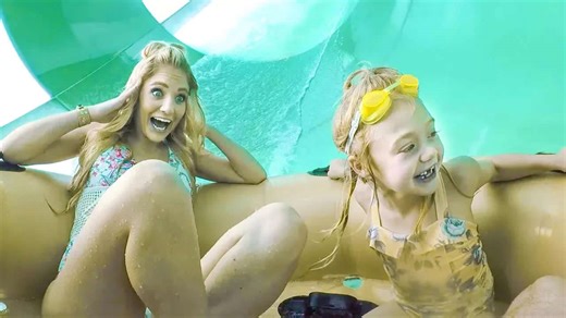 Braving the giant waterpark ride