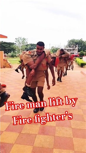 fire man lift by fire fighter's