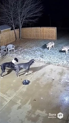 Two Wolves Enter the Yard… Big Dogs Fight Back! 🐺🐶🔥 #shorts