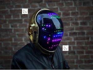 Guy Manuel Chrome Helmet, Cosplay, LED Lighting, Guy-manuel De Homem-christo, Guy Manuel Gold Helmet - Etsy