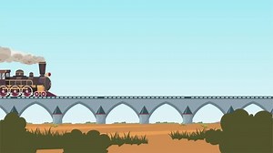 Train Moving in Bridge 2D Animation