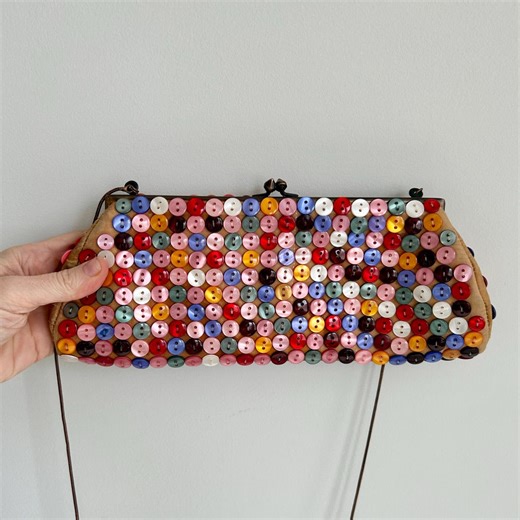 Vintage Evening Button Purse | Colorful Funky Clutch Bag | 1970s Retro Handbag | Statement Accessory - Etsy