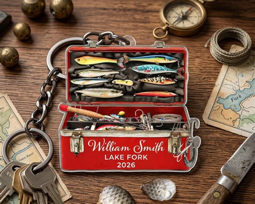 Personalized Fishing Tackle Box Keychain Custom Name, Fisherman Gift, Fishing Lovers Gift, Father's Day Gift, Fishing Buddy Gift, Keyring - Etsy