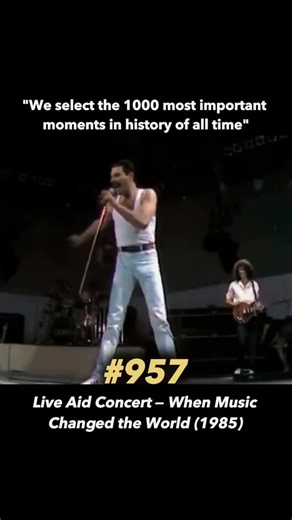 History Moments on Instagram: "On July 13, 1985, millions of people across the globe witnessed a historic event — the Live Aid concert ^ © Organized to fight famine in Ethiopia, it brought together the world's biggest artists, from Queen to U2, performing simultaneously in London and Philadelphia. This wasn't just music — it was a statement of unity, compassion, and global action Live Aid showed that art can move hearts, raise billions, and inspire a generation to believe that together, we can c