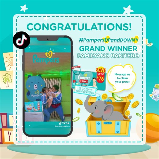 3K views · 238 reactions | Now for our Grand Winner in #PampersUpAndDown Fam Dance Challenge…​congratulations to Power Parents Pamilyang Rakitero! 拾​ ​ Kitang-kita namin ang saya ni baby, pati na rin ang energy ni Mommy and Daddy ​ ​ Hanggang sa muli, Power Parents!​ ​ ​ #PampersPH | Pampers | Facebook