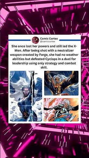 Storm (Ororo Monroe) once lost power but led the X-Men. #xmen #marvel