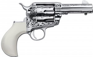 CIMARRON HUCKLEBERRY .45LC 3.5' NICKEL ENGRAVED B-HEAD