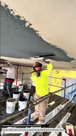 Ceiling Skim Coating Application | Concrete Surface Finishing Process.