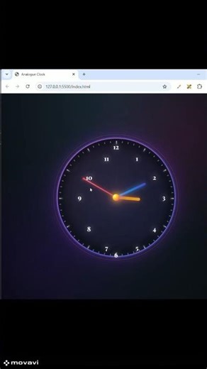 ⏰Analogue Clock With LIVE Time Using HTML CSS AND JS |WEBDEVELOPMENT |Shorts‪@apnacodezone614‬
