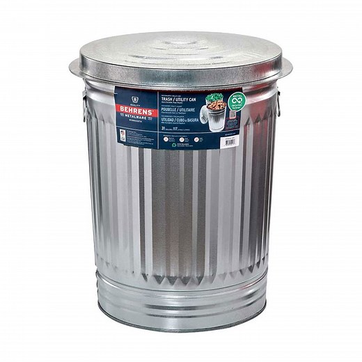 31 Gallon Galvanized Steel Utility / Trash Can with Lid