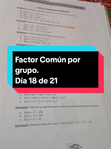 Factorización: Factor Común por Grupo - Día 18