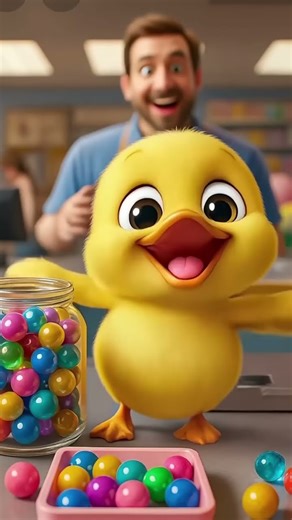 The Little Yellow Duck is Going to Buy Colorful Balls to Play with the Child! #subscribe