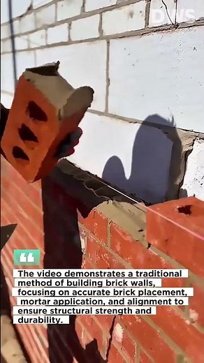 Traditional Bricklaying Process | Manual Red Brick Wall Construction