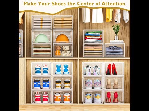 The BEST Shoe Storage Hack! 🥾 Clear Stackable Magnetic Door Boxes Review