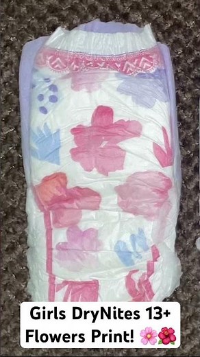 Love this DryNites print!!🩷 Girls DryNites 13+ Flowers!!🌸🌺 #diapers #pampers #drynites #abdl