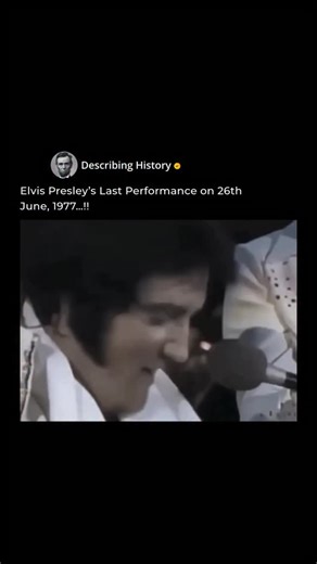 Describing History on Instagram: "Elvis Presley’s last performance took place on June 26, 1977, at Market Square Arena in Indianapolis, marking the end of his legendary live career. Despite visible health struggles, Elvis delivered a heartfelt show, performing many of his classic hits and receiving strong support from fans who sensed the emotional weight of the moment. Less than two months later, his death shocked the world, making this final concert a poignant and historic farewell from one of