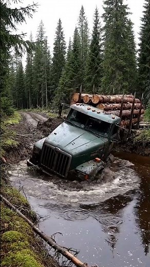 Logging Truck Gets Seriously Stuck in Deep Mud!