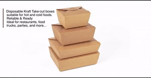 Kraft Take Out Boxes - 25 Pack - (26oz, 45oz, 49oz, 66oz) - Disposable Lunch Box, Meal Prep Food Containers - Microwaveable, Grease-Resistant, & Leak-Proof (49 oz.)