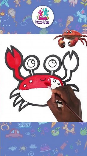 🦀1-Minute Crab Drawing Challenge! #Shorts #drawing #chikidoodle