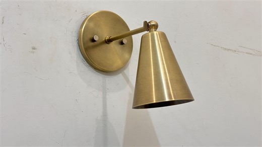 Organic Natural Brass Sconce Raw Brass Lacquered Finish Small Cone Sputnik - Etsy