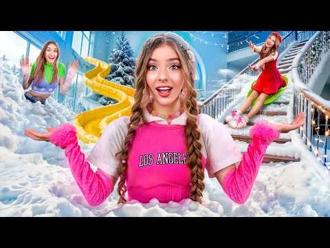 Nous avons construit une Superbe Maison d'Hiver ! J'ai rempli ma chambre de Neige