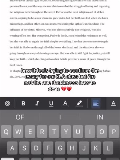 im the only one in my class with this assignment tho cuz the other one everyone else was assigned was a little toooo triggering to read so i got an alternative which is nice 🥹🥹 but what wasn't nice was all of the written responses i had to do for all 12 chapters cuz ofc my ELA teacher gives me an assignment with zero multiple choice questions 💞💞 #school #systok #essay