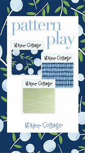 Diving into a palette where cerulean waves meet emerald landscapes. 🌊🍃 Enliven your living spaces by mixing blue and green patterns and paint colors. It's not just home decor, it's an expression of your eclectic soul! 💙💚 Ready to welcome a splash of colors to your haven? Shop our colorfully curated fabrics and paint colors now at mainecottage.com! ✨🎨 | Maine Cottage