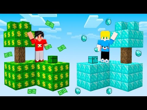 Skyblock de Dinheiro vs. Diamante no Minecraft!