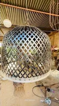 Making Light Decoration in amazing style of weaving a large web out of tiny leaves