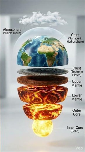 “Earth Layers Explained 🌍 Exploded View Animation (Core to Clouds in 3D)”