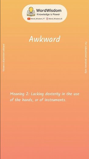 What does "Awkward" mean? | English vocabulary shorts | #awkward #wordwisdom