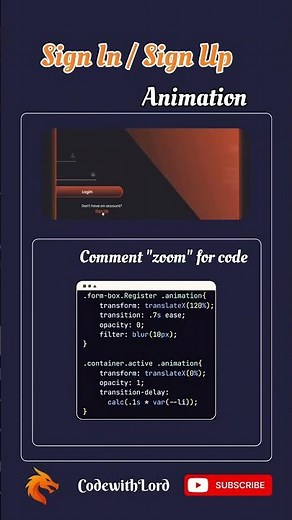 Modern Sign In / Sign Up Page Animation | HTML CSS Login Form UI Design Tutorial