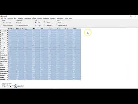 Correlation matrix PAST statistical software