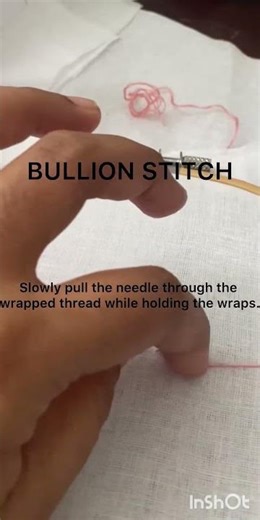 Step by step embroidery tutorial-part 6- Bullion stitch #embroidery