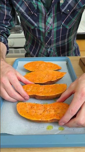 Our favorite way to cook a sweet potato! 😋 #cooking #sweetpotato #potato #dinnerideas