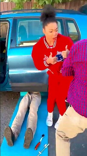 SHE RAN OVER GRANDPA WITH HER CAR !😭🚗 #prank #scary #fake #lalalife #SHORTS