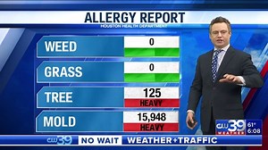 Chief meteorologist Jonathan Novack has your daily Allergy Report. With all the heat and moisture in the area last week, tree pollen and mold are at high levels this week. That's according to the City of Houston. #localweather | CW39