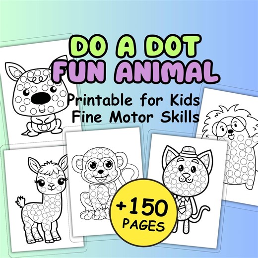 150 Animal Dot Marker Pages, Do a Dot Printables, Dot Marker Activity Book, Preschool Worksheets, Toddler Fine Motor Skills PDF - Etsy