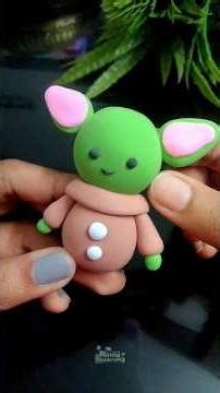 Cute baby alien made with air dry clay💚✨ #shortvideo #diy #shorts #claycrafts