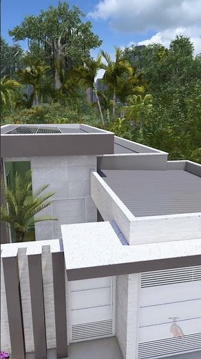 Planta de Casa 3D Moderna com 2 Quartos, Garagem e Ambientes Integrados