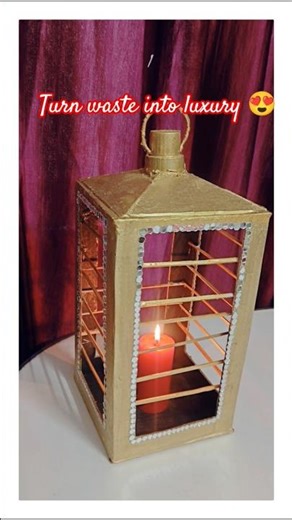 Waste Material Lantern 🕯️ | DIY Golden Candle Holder | Easy Home Decor Craft