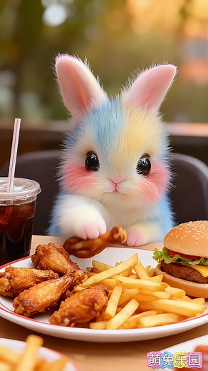 Cute Little Rabbit Enjoys Delicious Food