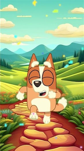 Bingo and Bluey are running on the trail. Let's get some exercise today, kids!