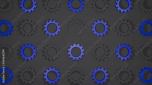 3D Gear Animation. The gears are rotating smoothly against each other. 2 Colors Grey and Blue