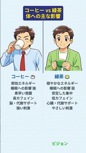 コーヒー vs 緑茶：体への主な影響