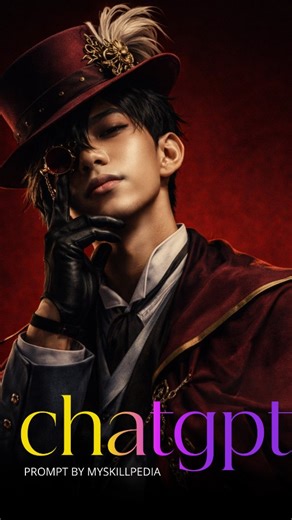 MySkillpedia | Skill & Ai on Instagram: "Paste prompt: Buat saya memakai kostum Jack the repaer dari anime record of ragnarok, termasuk aksesoris mata dan desain pakaian yang di kenakan Jack the reaper di dalam anime record of ragnarok. Buatkan pose khas nya characterized by stark cinematic lighting and intense contrast. Captured with a slightly low, upward-facing angle that dramatizes the subject's jawline and neck, the composition evokes quiet dominance and sculptural elegance. The background 