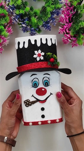 diy transform an empty wine bottle into a snowman for christmas decoration #christmascrafts #shorts