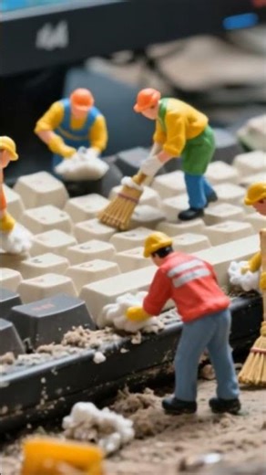 workers cleaning key board #shoets