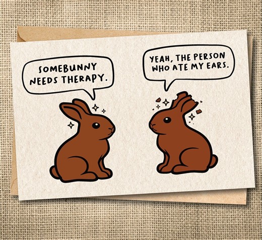 Chocolate Bunny Card: Funny Easter, Snarky Rabbit - Etsy